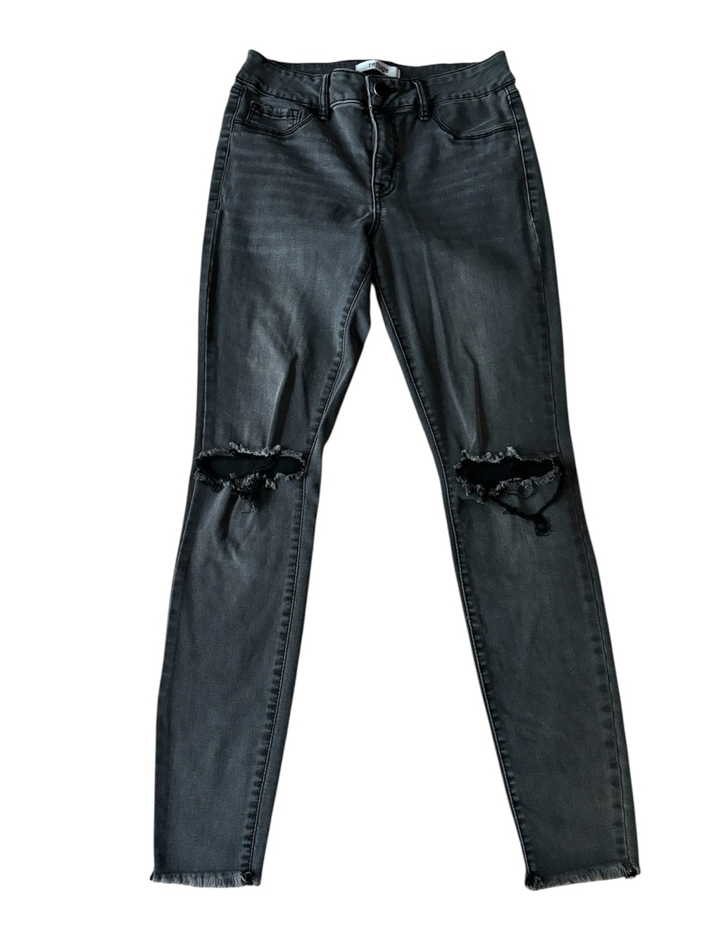 Refuge Washed Black Distressed Skinny Jeans – Women’s Stretch Denim | Y2K